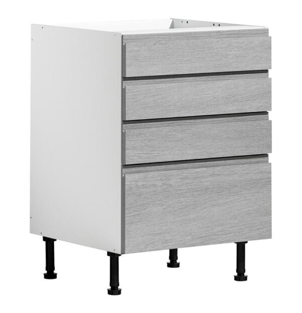 A06PR_4ltk Laatikosto, 1 korkea + 3 matalaa metallilaatikkoa