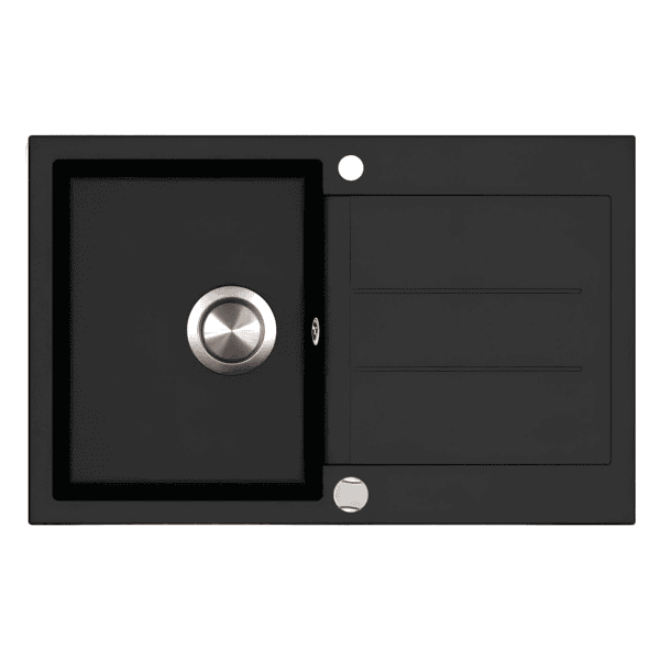 Kiwi 1-altainen laskutasolla 780x495 mm musta Musta Kiwi 1-altainen laskutasolla 780x495 mm keittiöallas.