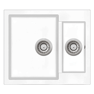 Valkoinen Teno komposiittiallas 580x500, moderni ja kestävä keittiöallas.