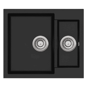 Musta komposiittiallas Teno 580x500, moderni keittiön pesuallas.