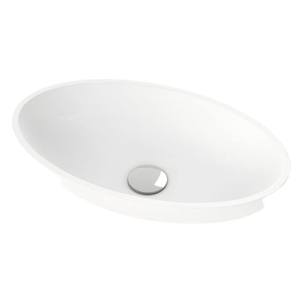 Uoma matta valumarmoriallas, moderni ja minimalistinen design.