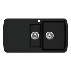 Mustan IVALO-keittotason oikea allas, moderni ja tyylikäs keittiövaruste.