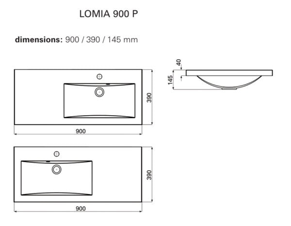 Lomia 900 vasen valumarmoriallas