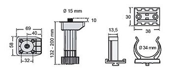 Sokkelijalkasarja 150 mm pika