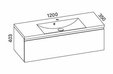 Aava 1200 kylpyhuoneryhmä Valkoinen vetimetön