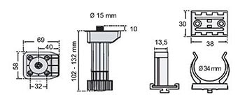 Sokkelijalkasarja 100 mm pika