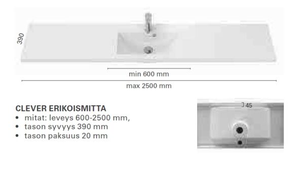 Clever erikoismitta valumarmoriallas