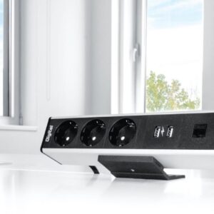 Pistorasia Desk Up 3xSchuko + 2xUSB, musta