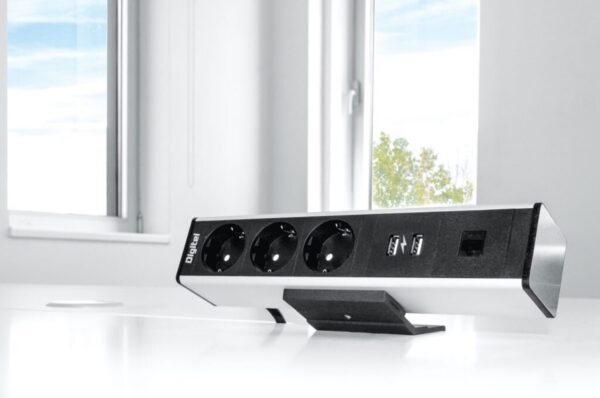 images Pistorasia Desk Up 3xSchuko + 2xUSB, musta