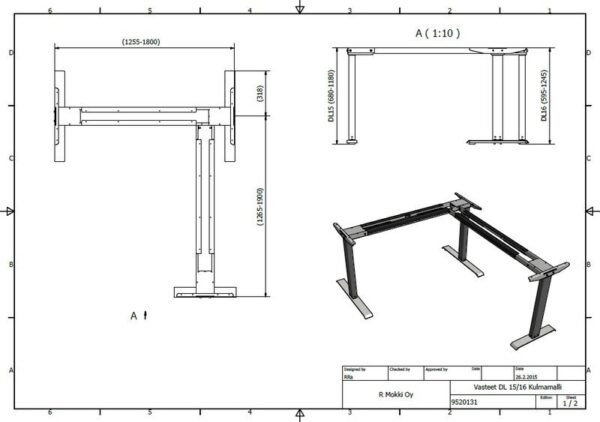 Sähköpöytä Easy DL15 3 jalkaa