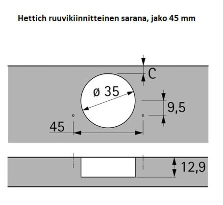 Hettich 110° hidastesarana, ruuvikiinnitteinen
