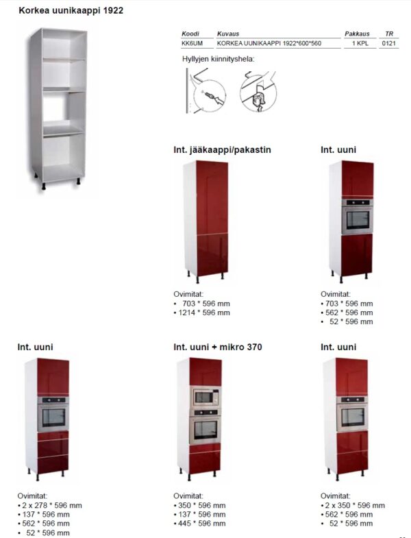 Korkea kodinkonekaappi 1922