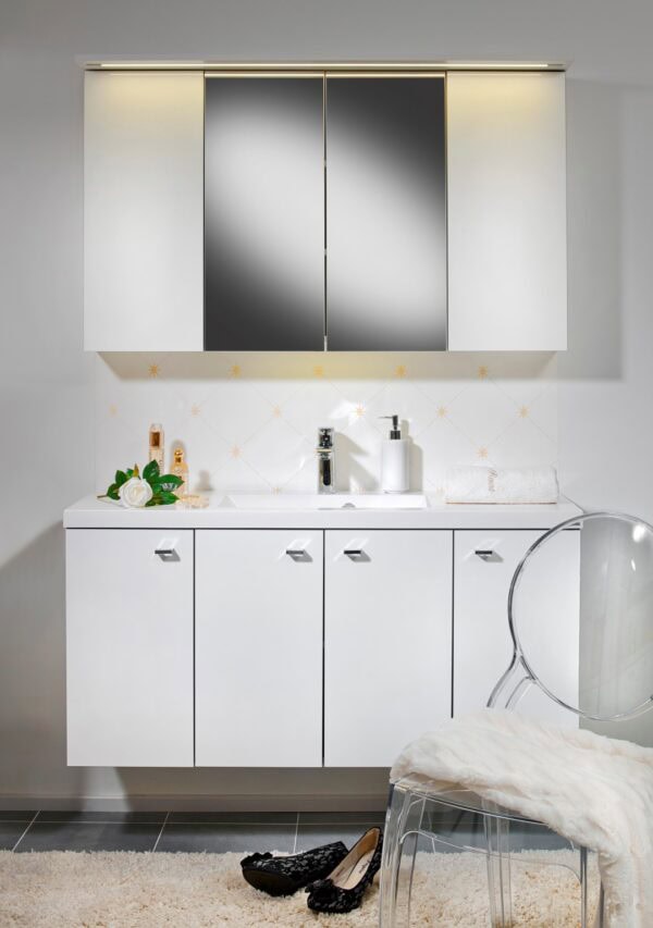 Iiris kiiltävä valkoinen 1200 kylpyhuoneryhmä