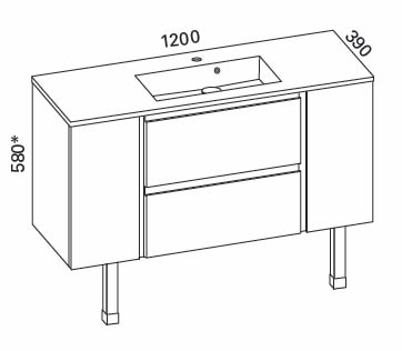 images MINIMERI 1200 KYLPYHUONEYHMÄ LAATIKOSTOLLA JA KAHDELLA SIVUKAAPILLA