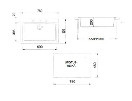ONE 7610 komposiittiallas, musta