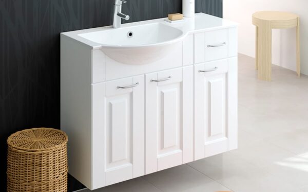 Susa 900 vasen kylpyhuoneryhmä valkoinen kehysovi