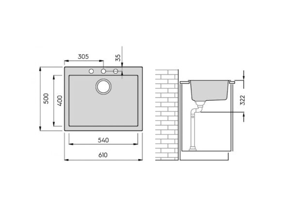 Puula 60 komposiittiallas, musta