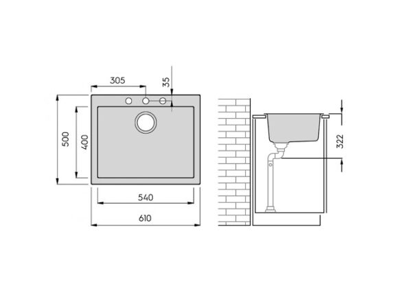 Puula 60+ komposiittiallas, musta