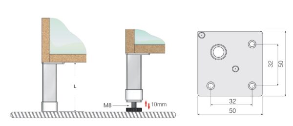 Sokkelijalka 32*32 MUSTA