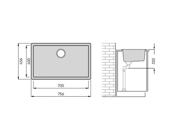 Vaala 80 komposiittiallas, musta