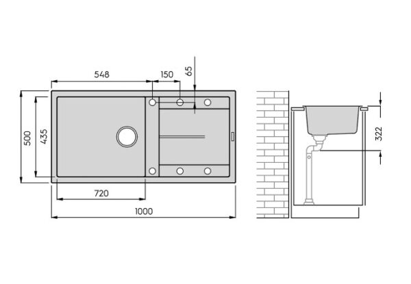 Vuoksi 100 komposiittiallas, musta