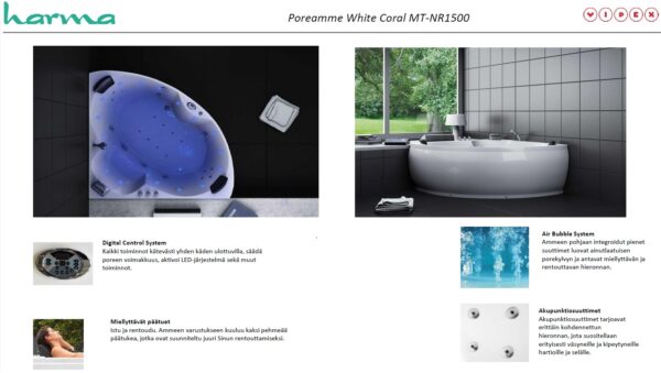 Harma Poreamme White Coral 150x150x61cm NR1500