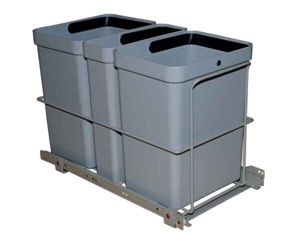 Jätevaunu harmaa 2 x 10l + 5l